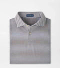 Albatross Stripe Cotton-Blend Piqué Polo - Edwin Spread Collar Windy Blue/Light Mocha