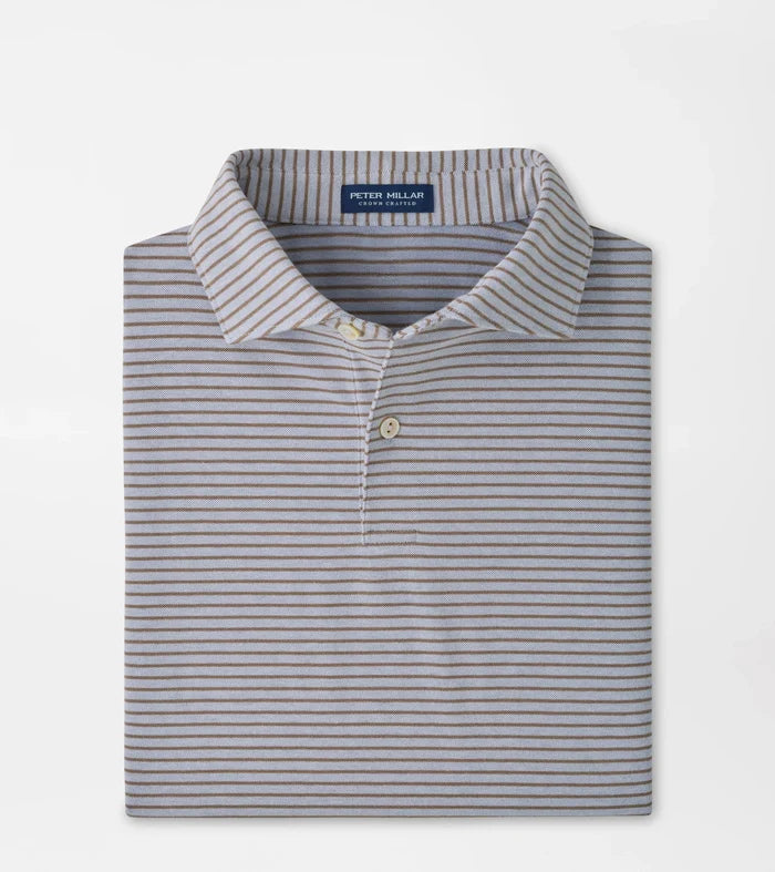 Albatross Stripe Cotton-Blend Piqué Polo - Edwin Spread Collar Windy Blue/Light Mocha