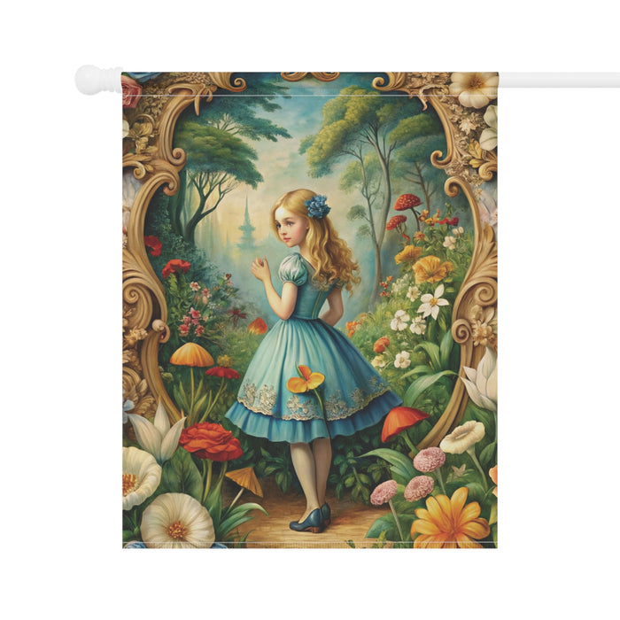 Alice in Wonderland Style Garden Flag & Porch Banner Fairy Tale Yard Art
