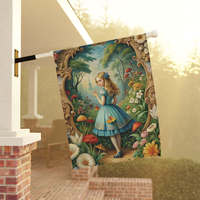 Alice in Wonderland Style Garden Flag & Porch Banner Fairy Tale Yard Art