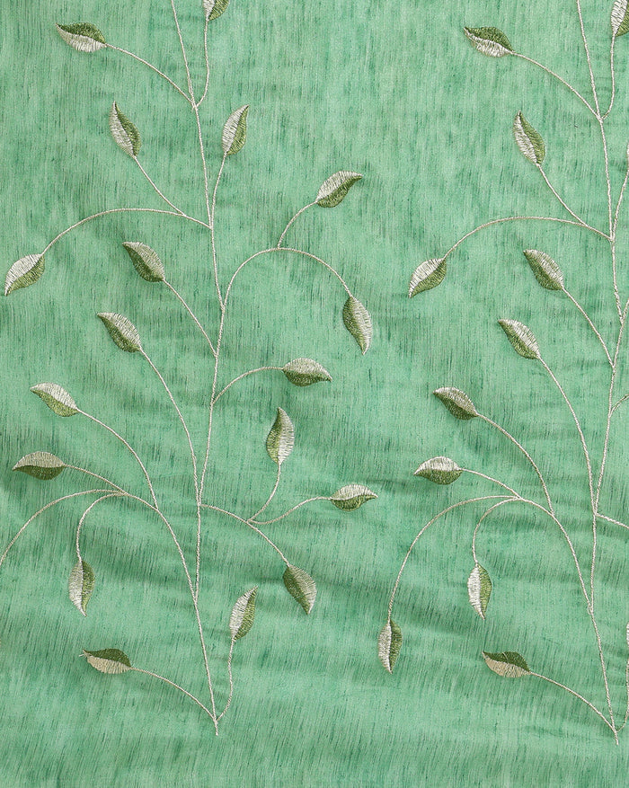 Alluring Eri Tussar Silk Embroidered Green Saree