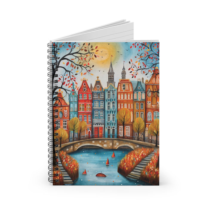 Amsterdam Canal Houses Spiral Notebook – 6" x 8" Ruled Travel Journal
