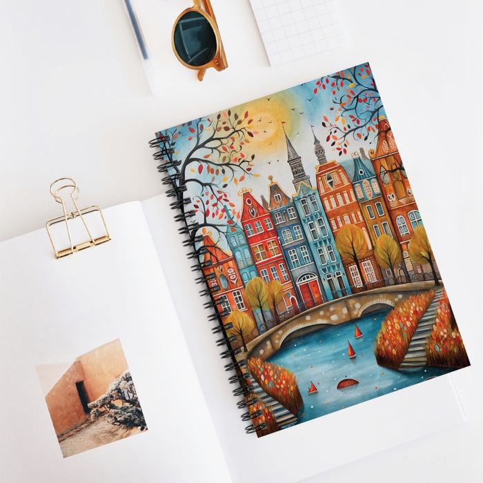 Amsterdam Canal Houses Spiral Notebook – 6" x 8" Ruled Travel Journal