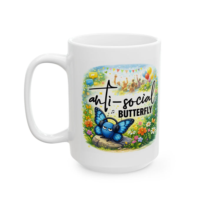 Anti‑Social Butterfly Mug  Funny Introvert Gift  Cute Quiet‑Vibes Coffee Cup