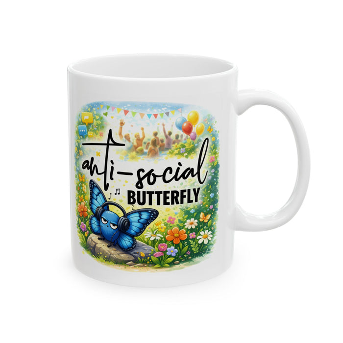 Anti‑Social Butterfly Mug  Funny Introvert Gift  Cute Quiet‑Vibes Coffee Cup