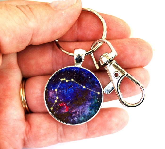 Aquarius Zodiac Sign Women's Purse Charm Keychain Handmade Keyrings for Women