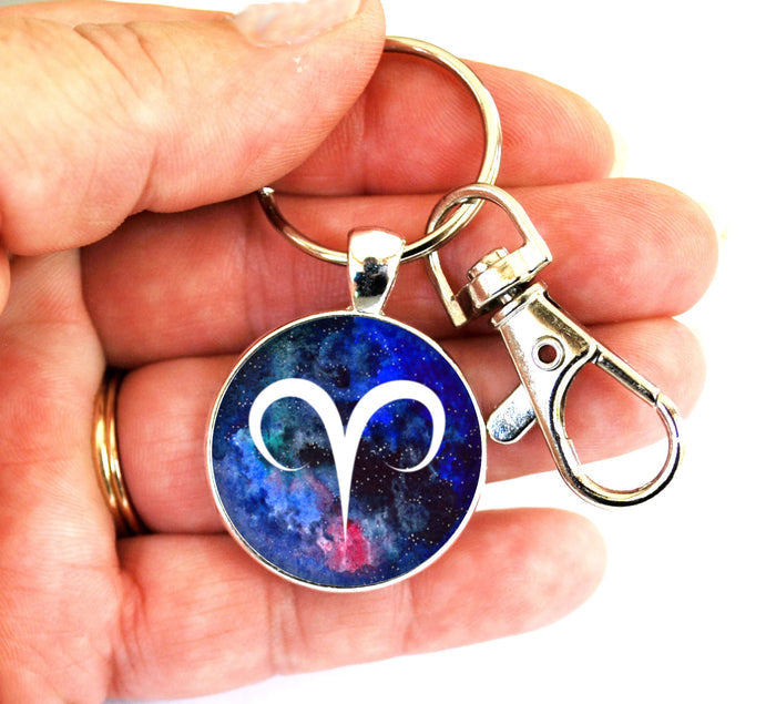 Aries Zodiac Sign Women's Purse Charm Keychain Handmade Keyrings for Women
