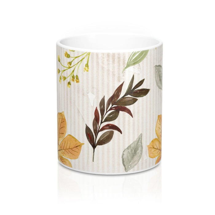 Autumn Leaves Mug 11oz, Fall Decor Coffee Mug, Earthtone Coffee Mug