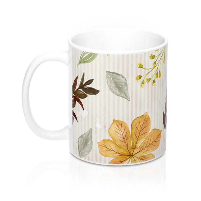 Autumn Leaves Mug 11oz, Fall Decor Coffee Mug, Earthtone Coffee Mug