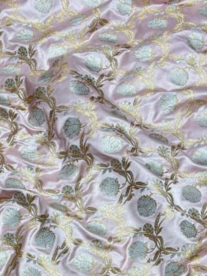 Indiehaat | Pink Mashru Katan Silk Saree | Brocade