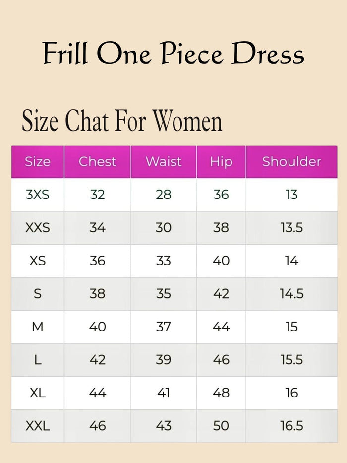 Size Chart for IndieHaat products - One Piece Frill Dress -IndieHaat