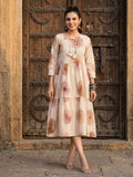 Indiehaat | Blockprinted Cotton Frill Dress Cream