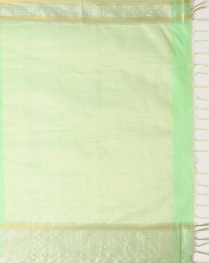 Indiehaat | Kota Silk Banarasi Border Hand Dyed Saree Blue