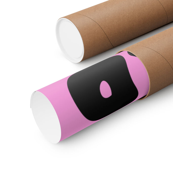 Two cardboard tubes, one pink with a black label and white ends, the other brown with white ends, on a white background.
