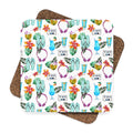 Beach Drinks Square Hardboard Coaster Set - 4pcs, Beach Home Decor