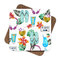 Beach Drinks Square Hardboard Coaster Set - 4pcs, Beach Home Decor