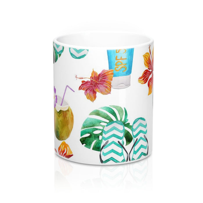 Beach Flip Flops and Tropical Drinks Coffee Mug 11oz
