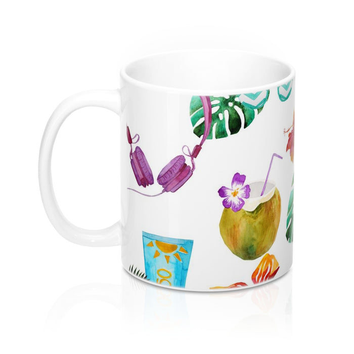 Beach Flip Flops and Tropical Drinks Coffee Mug 11oz