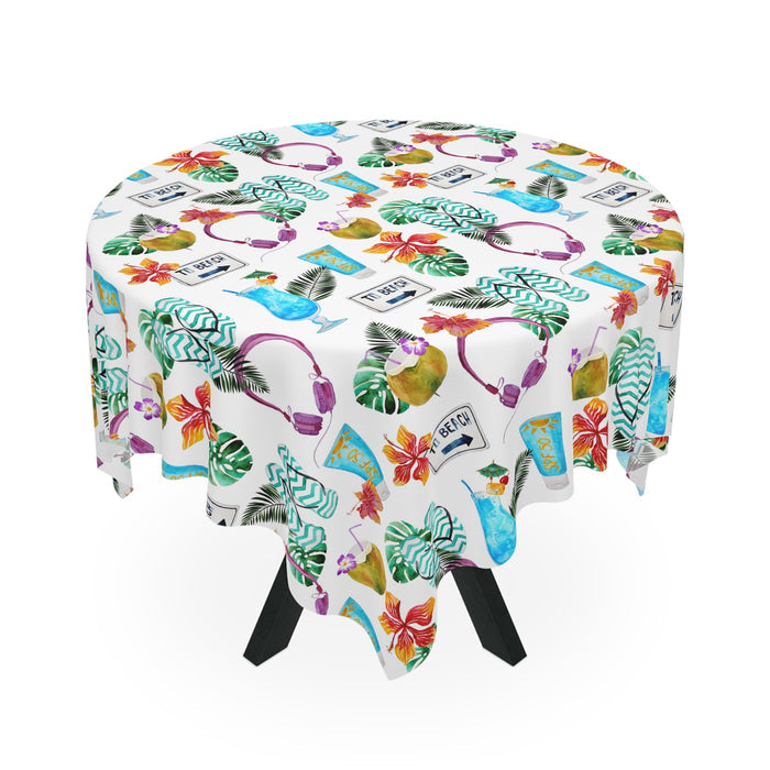 Beach House Tropical Drinks Flowers Tropical  Tablecloth  Décor