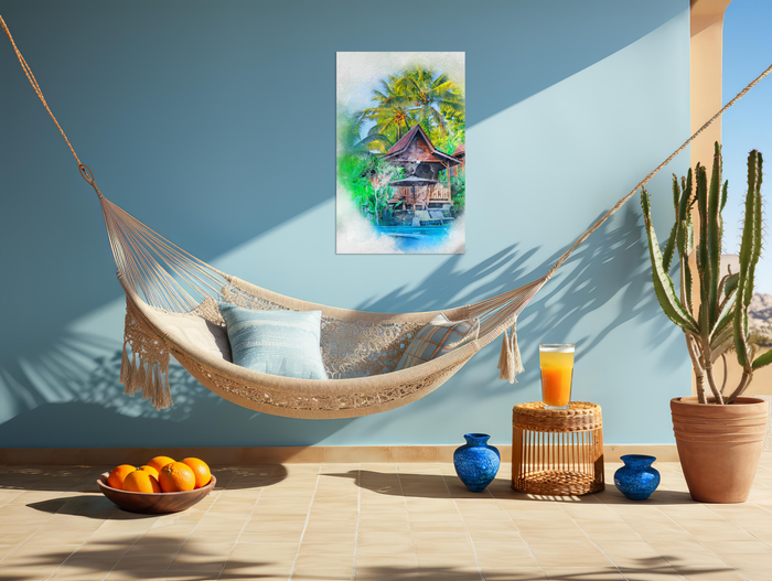 Beach Life Watercolor Style Art Canvas Gallery Wraps