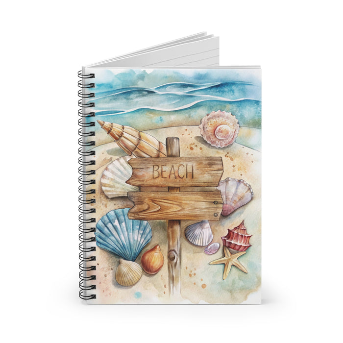Beach Seashell Spiral Notebook Journal Watercolor Coastal Ocean Writing Diary