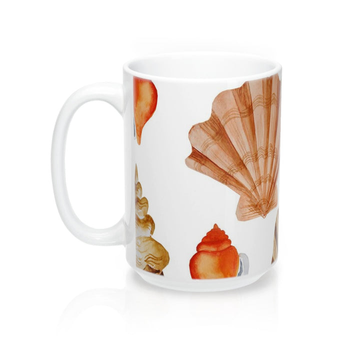 Beach Seashells Coffee Mug 15oz, Tropical Decor
