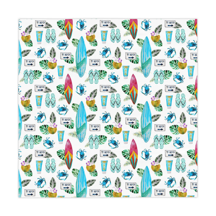Beach Surfboard Flowers Tropical Pattern Tablecloth  Décor