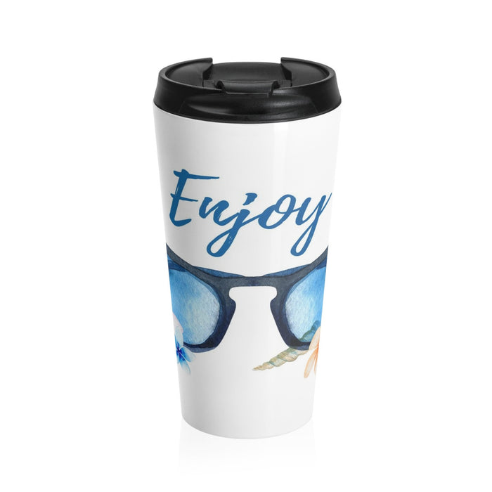 Beach Theme Sunglasses Stainless Steel Travel Mug 15 oz