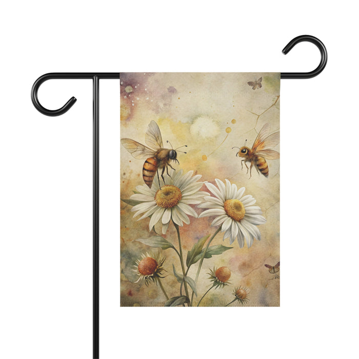 Bee Garden Flag Daisy Floral Spring Yard Decor Pollinator Outdoor House Flag