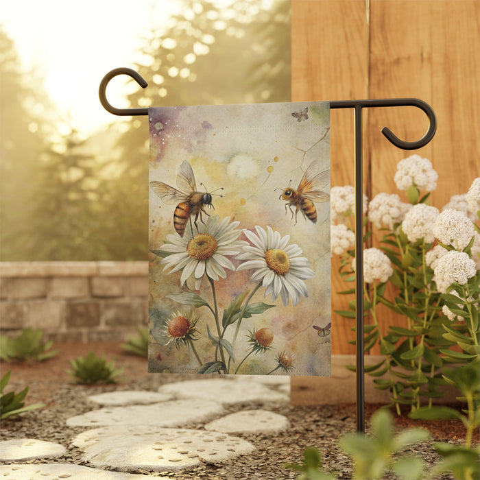 Bee Garden Flag Daisy Floral Spring Yard Decor Pollinator Outdoor House Flag