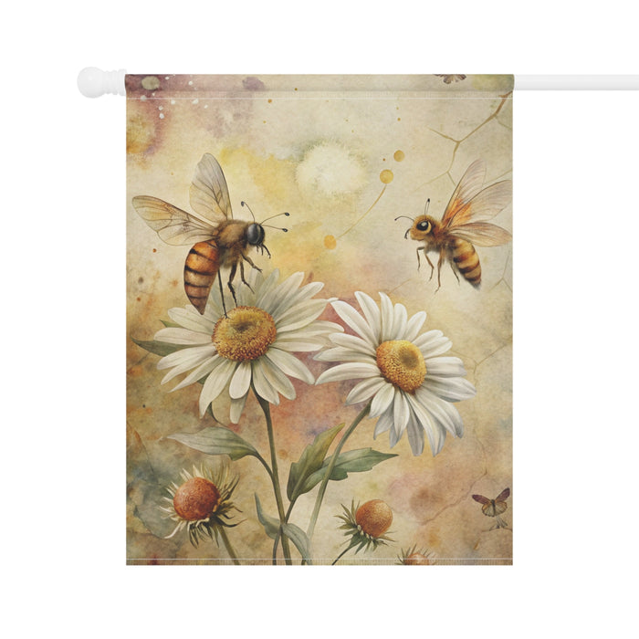 Bee Garden Flag Daisy Floral Spring Yard Decor Pollinator Outdoor House Flag