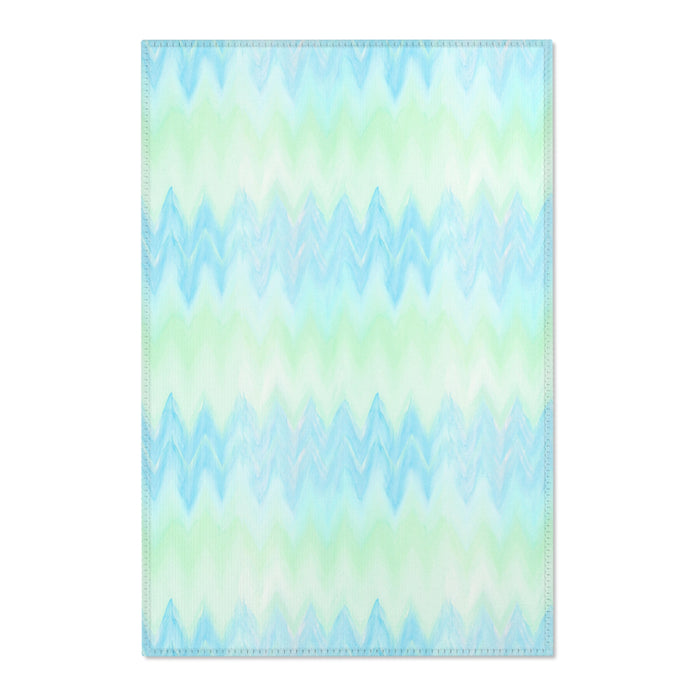 Blue Green Zigzag Geometric Area Rugs Durable 3 Sizes Home Decor Artsy
