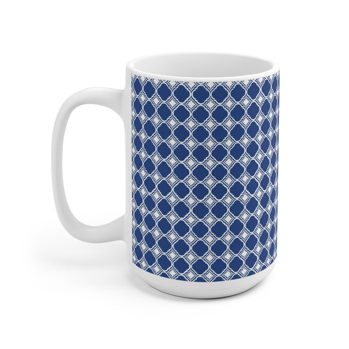 Blue pattern Coffee Mug 2-Sizes 11oz/15oz Dishwasher Microwave Safe