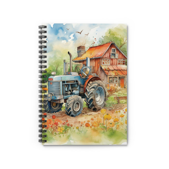 Blue Tractor Farmhouse Spiral Notebook – 6" x 8" Country Life Journal
