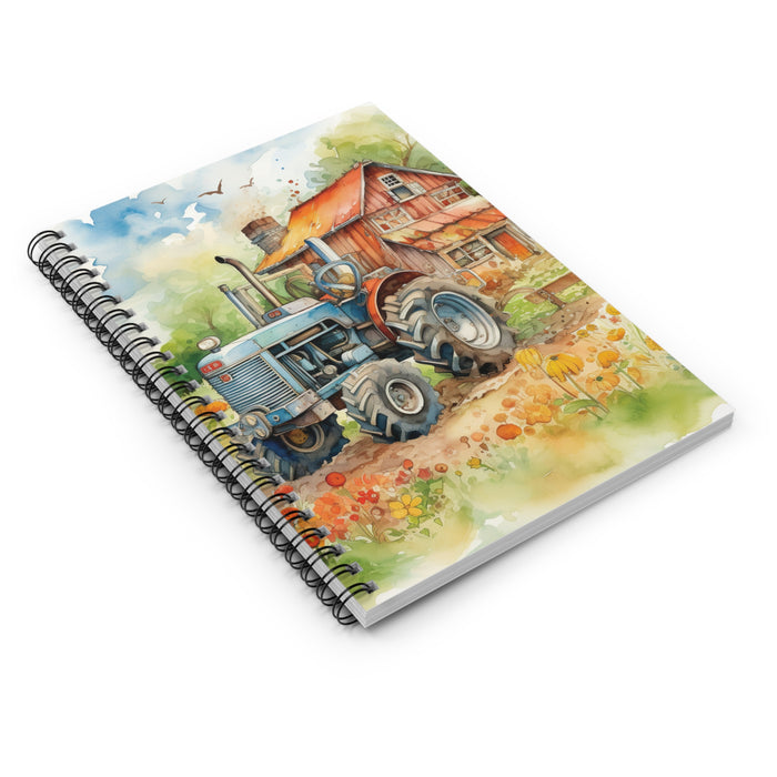 Blue Tractor Farmhouse Spiral Notebook – 6" x 8" Country Life Journal