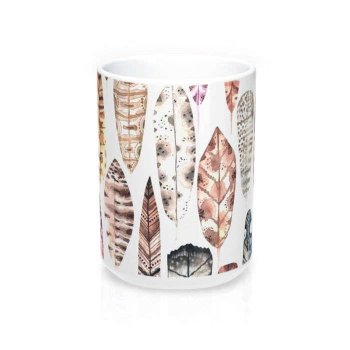 Boho EarthTone Feather Coffee Mug 15oz