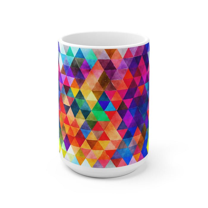 Bold Colorful Geometric Design Coffee Mug 2-Sizes 11oz/15oz Dishwasher Microwave Safe