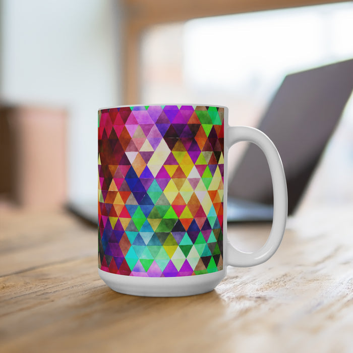 Bold Colorful Geometric Design Coffee Mug 2-Sizes 11oz/15oz Dishwasher Microwave Safe