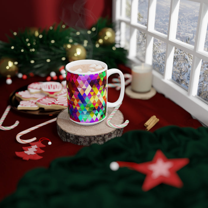 Bold Colorful Geometric Design Coffee Mug 2-Sizes 11oz/15oz Dishwasher Microwave Safe