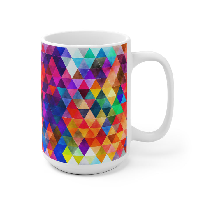 Bold Colorful Geometric Design Coffee Mug 2-Sizes 11oz/15oz Dishwasher Microwave Safe