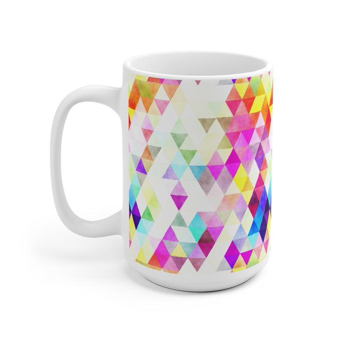Bold Colorful Geometric Design Coffee Mug 2-Sizes 11oz/15oz Dishwasher Microwave Safe