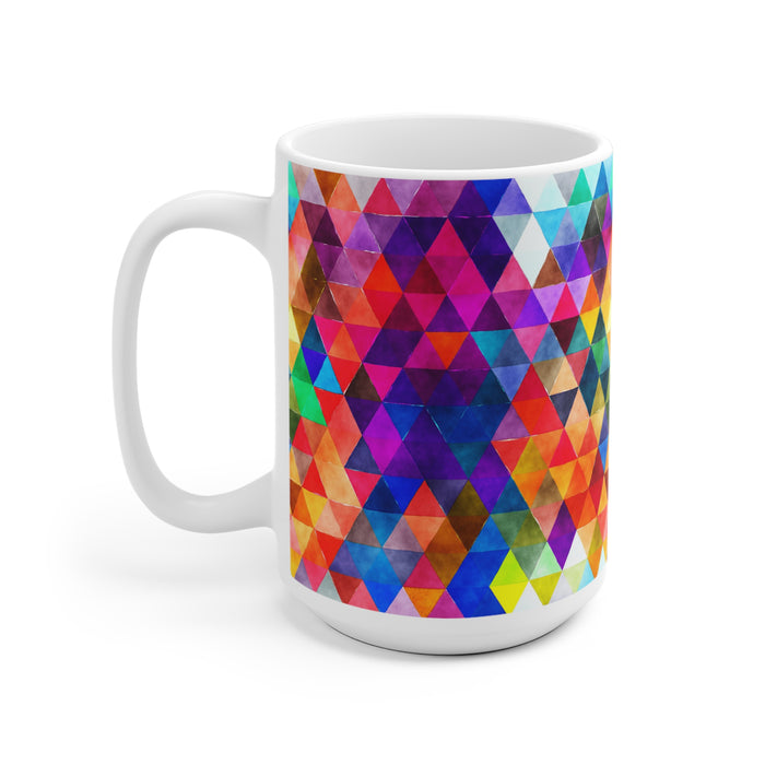 Bold Colorful Geometric Design Coffee Mug 2-Sizes 11oz/15oz Dishwasher Microwave Safe