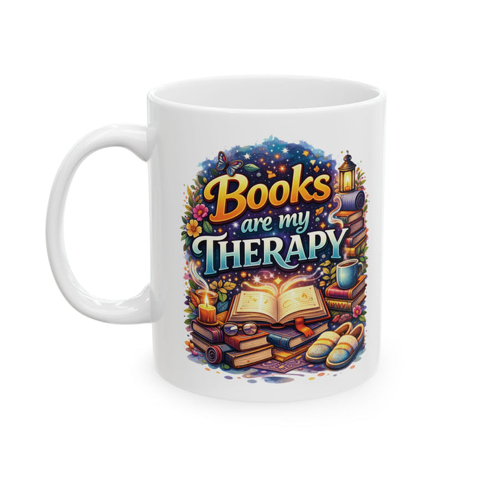 Books Are My Therapy Coffee Mug Book Lover Gift Reader Bibliophile Reading Cup