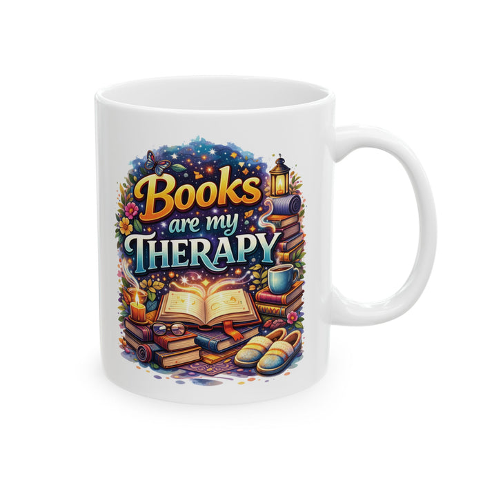Books Are My Therapy Coffee Mug Book Lover Gift Reader Bibliophile Reading Cup