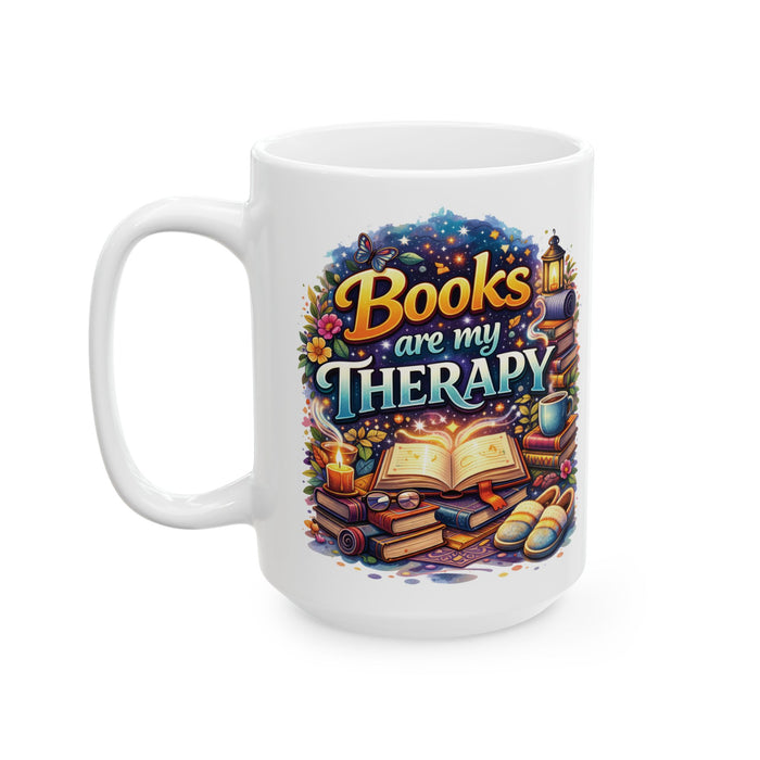 Books Are My Therapy Coffee Mug Book Lover Gift Reader Bibliophile Reading Cup