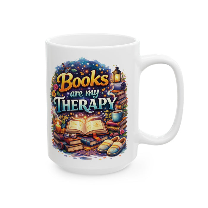 Books Are My Therapy Coffee Mug Book Lover Gift Reader Bibliophile Reading Cup