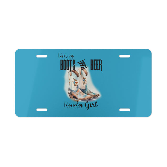 Boots and beer custom front license plate
