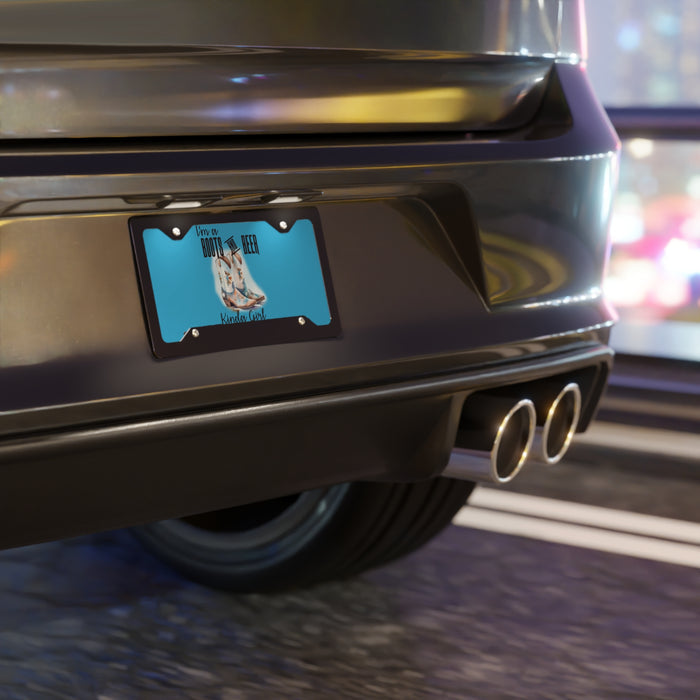 Boots and beer custom front license plate
