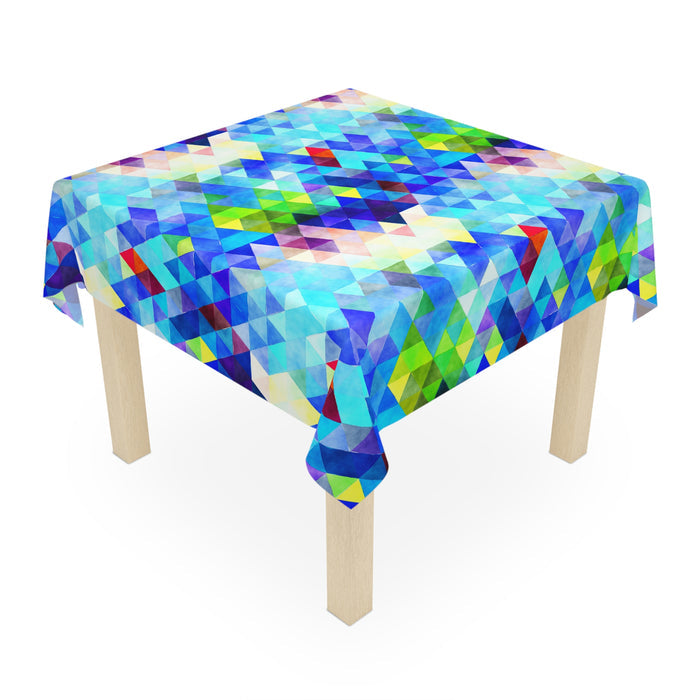 Bright Colorful Geometric Pattern Blue Green Tablecloth Décor