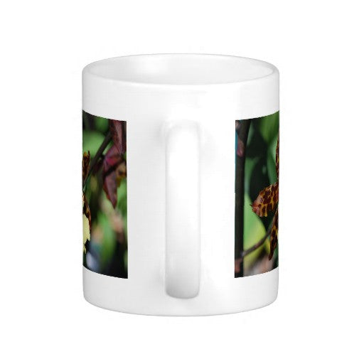Brown and Yellow Orchid Coffee Mug, Flower Mug
